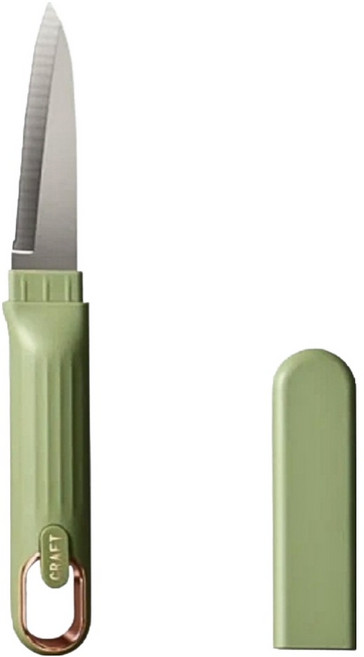 Jasmine’s Kitchen 小茉廚房 廚房用具 多功能水果刀/廚房小刀/辦公室宿舍切菜刀 含刀套, 1支, 橄欖綠