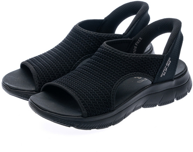 SKECHERS 女款 瞬穿舒適科技 SUMMITS 涼鞋 119519BBK, 黑色, 25cm
