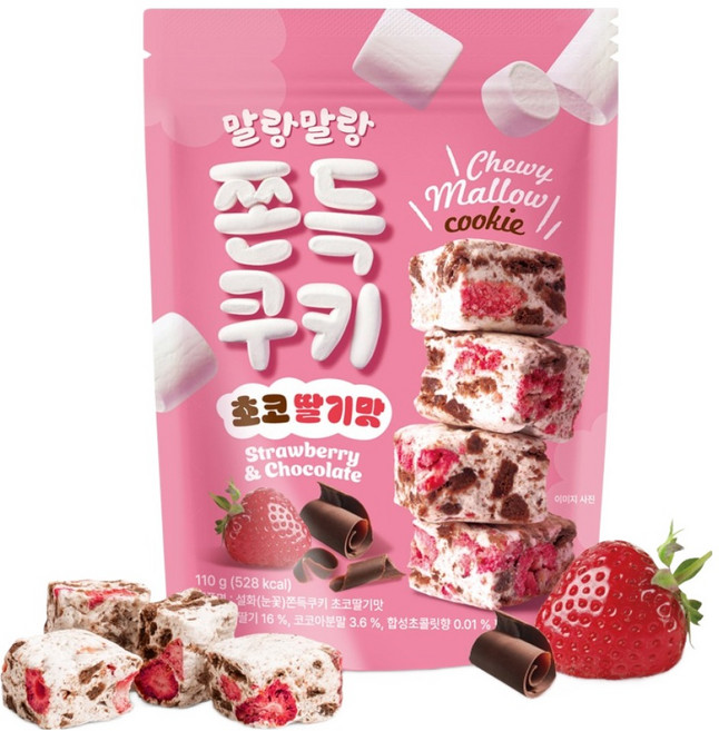 눈꽃 쫀득쿠키 초코딸기맛, 110g, 1개