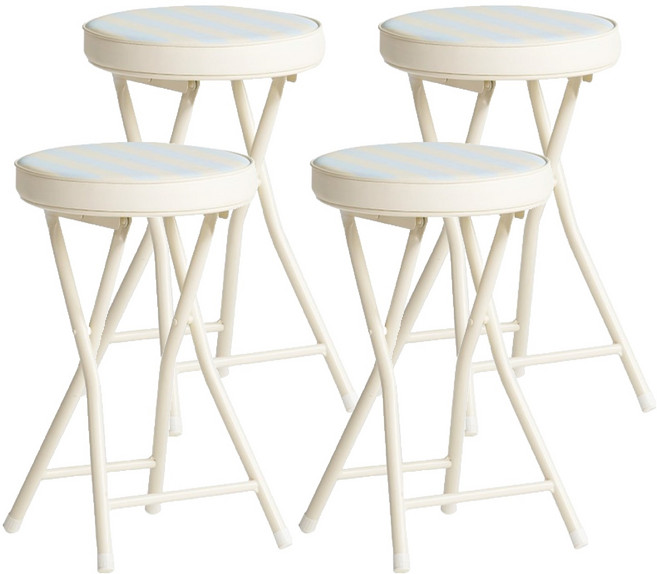 볼드 접이식 스툴, 화이트 + 스카이블루, 4개