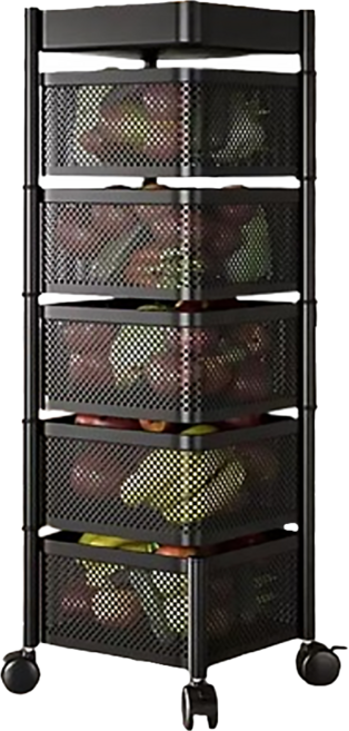 磁吸可拆卸旋轉置物架 5層, 黑色, 1個