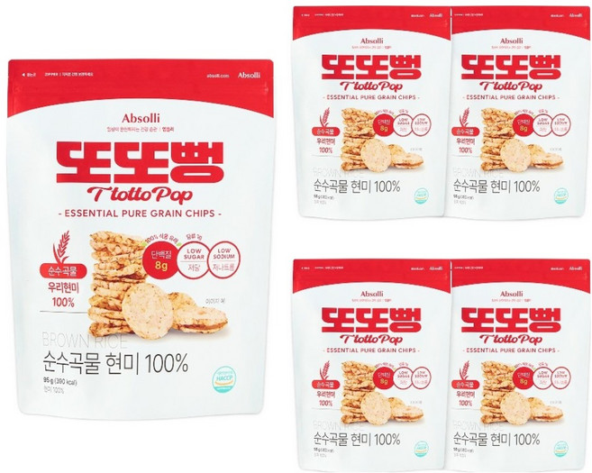 앱솔리 또또뻥 순수곡물 현미, 5개, 95g