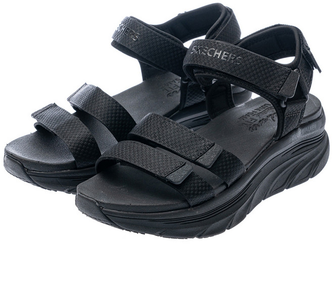 SKECHERS 女款 DLUX WALKER 涼鞋 119828BBK, 黑色, 25cm
