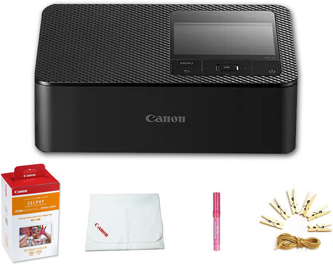 Canon 佳能 SELPHY 相片印表機 + RP-108 + 口袋包 + 相片掛繩 + Miffy米菲兔筆 隨機出貨 套組, 相片印表機(CP1500), 黑色(相片印表機), 隨機出貨(Miffy米菲兔筆)