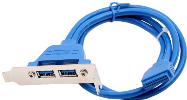 컴스 USB 3.0 포트 2포트 LP 브라켓 20Pin 50cm OT846, 1개