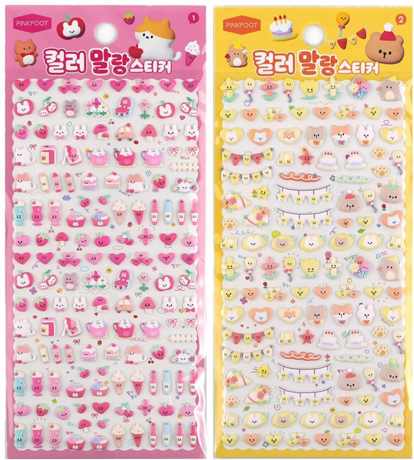 핑크풋 컬러 말랑 스티커, 랜덤발송, 2개
