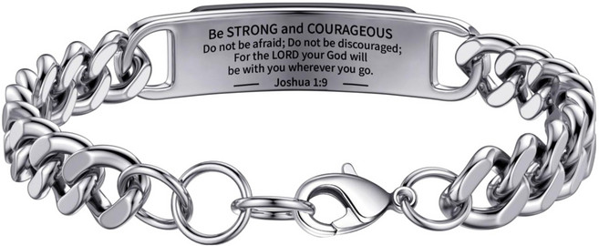 오브엘 성경구절 십자가 기독교용품, 실버 Joshua 1:9, 1개