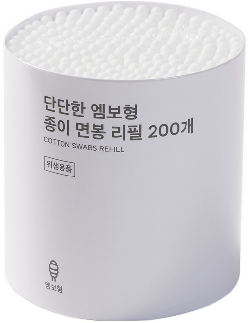 JAJU 단단한 엠보형 종이 면봉 리필, 화이트, 1개