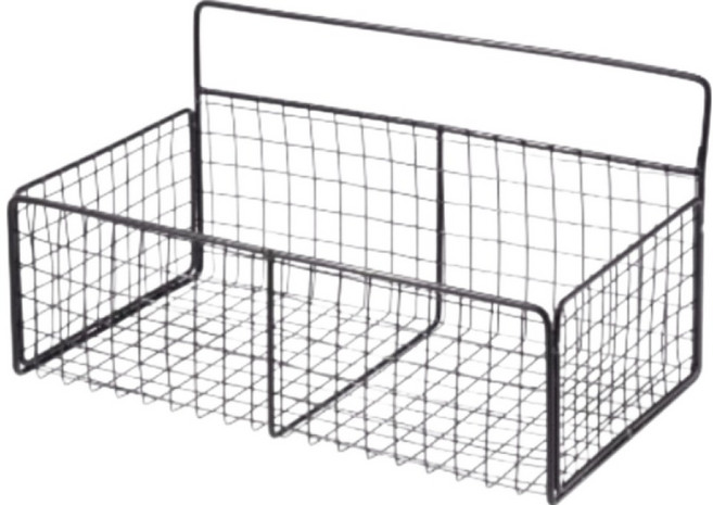 디블릭 모던 철제 철망바스켓 안심 선반 무타공 걸이, 블랙, 1개