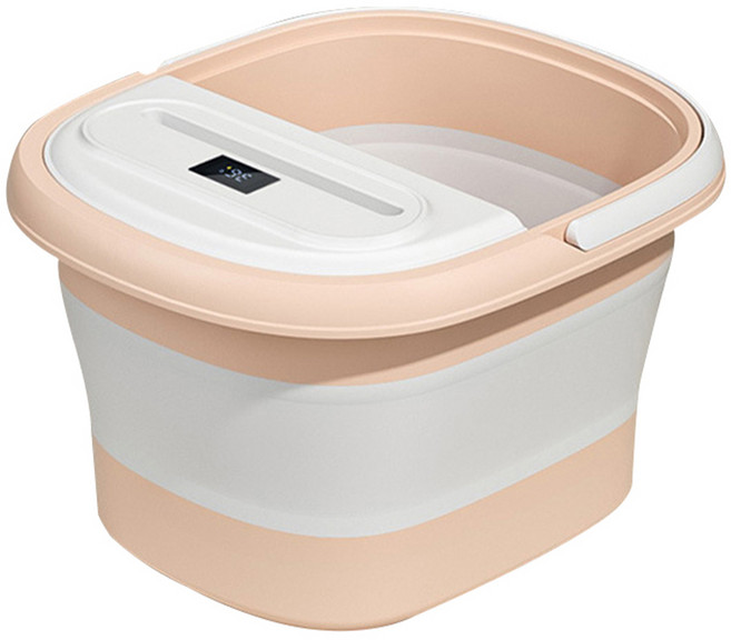 YUNMI 腳底按摩足浴盆/泡腳桶/足浴桶/家用洗腳盆/折疊水桶/泡腳盆 帶提手帶蓋 智能測水溫, 1個, 粉色