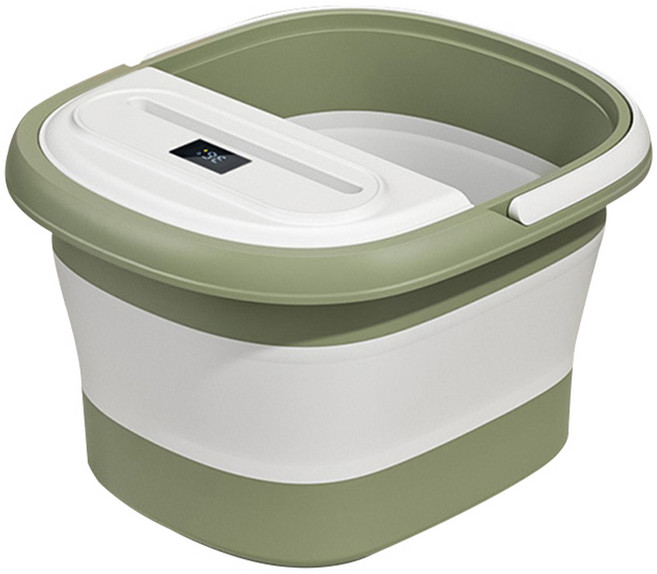 YUNMI 腳底按摩足浴盆/泡腳桶/足浴桶/家用洗腳盆/折疊水桶/泡腳盆 帶提手帶蓋 智能測水溫, 1個, 綠色