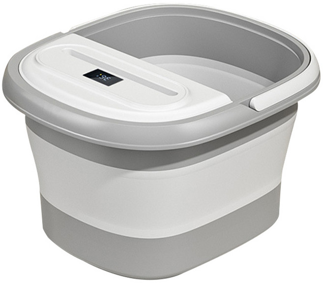 YUNMI 腳底按摩足浴盆/泡腳桶/足浴桶/家用洗腳盆/折疊水桶/泡腳盆 帶提手帶蓋 智能測水溫, 1個, 灰色