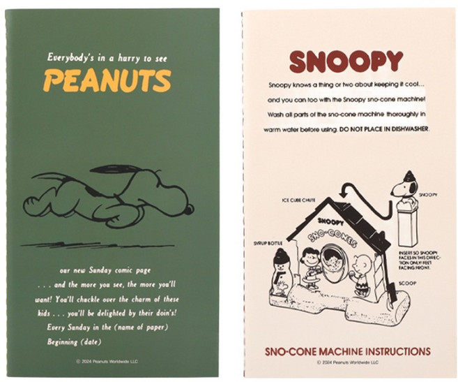 피너츠 75주년 스티치노트 A타입 2종 세트, 그린, 아이보리, 1세트