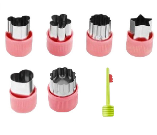 크블랑스 간단한 쿠키 야채 커터기 6종 세트 32 x 40 x 45 mm, 핑크, 1세트