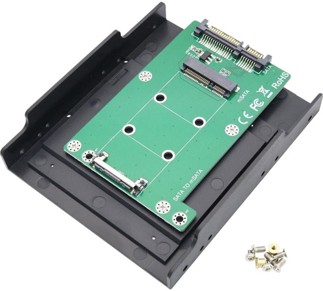 Coms SATA 轉換器 mSATA 轉 SATA 22P + 3.5 鋁合金支架, 1個
