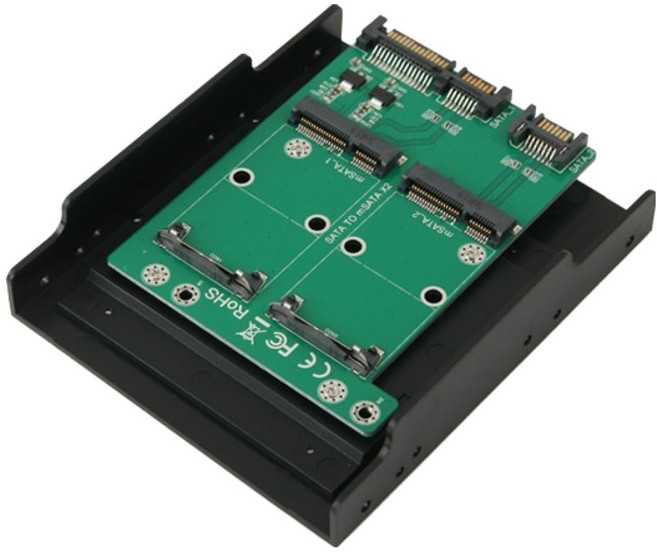 Coms SATA 轉換器 mSATA 2埠轉SATA 22P SATA 7P 3.5吋支架, 本商品