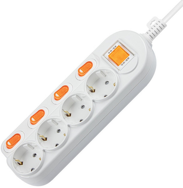 대한이라이트 W라이트 멀티탭 메인 개별스위치 4구 DHM-SG4C, 화이트, 1개, 2.5m