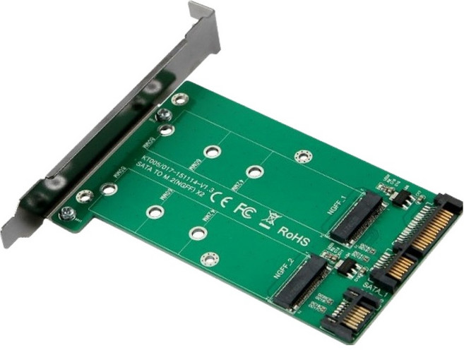 Coms SATA 轉接器 M.2 NGFF SSD KEY BM 2埠轉 SATA 22P SATA 7P PC 檔板, 1個, KS974