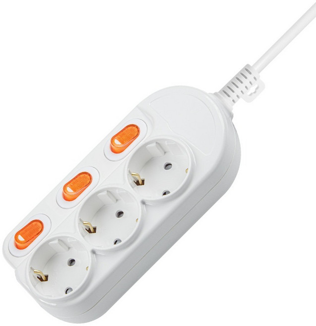 대한이라이트 W라이트 스위치 개별 멀티탭 3구 DHM-SG3C, 2.5m, 화이트, 1개