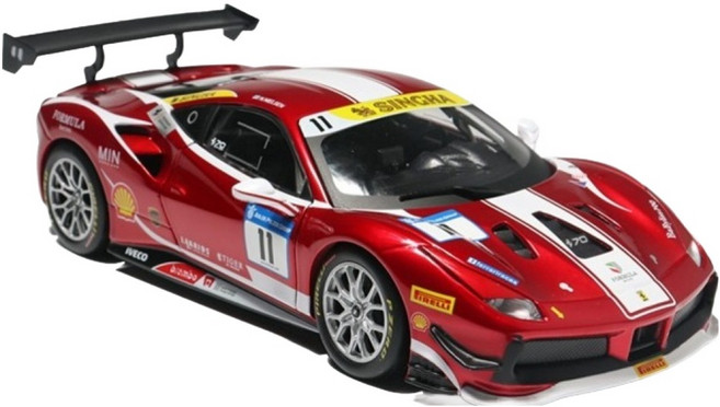 bbUrago 1:24 法拉利 488 Challenge Formuia Racing 2017 壓鑄賽車, 紅色, 1個