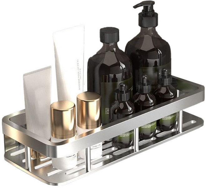 小麥購物 浴室牆上置物收納架 L1134, 1個, 銀白色