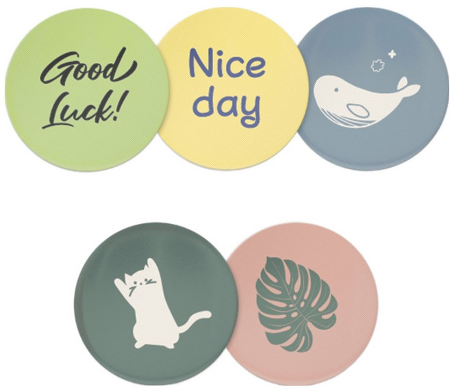 플라이토 디자인 자석 거치대 벽부착 철판 원형 40mm 5종 세트 B, 굿럭 그린 + 나이스 옐로우 + 고래 블루 + 고양이 카키 + 몬스테라 브릭레드, 1세트