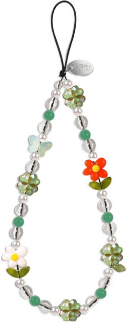 DESIGNSKIN 비즈 핸드스트랩 클로버 플라워, 혼합색상, 1개