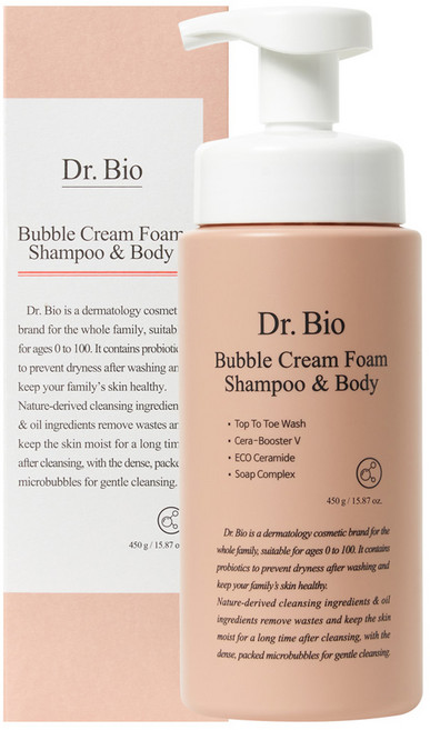 Dr.Bio 泡泡奶油泡沫洗髮&身體, 450ml, 1個