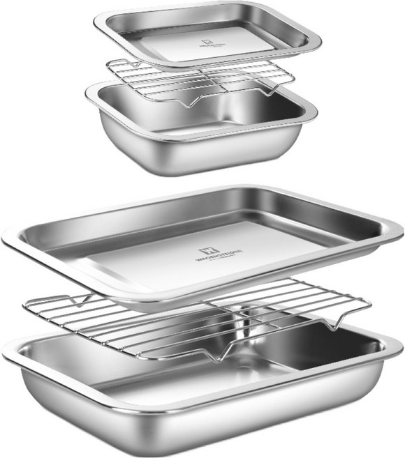 바겐슈타이거 연마제 없는 스텐 사각트레이 모듈 2종 B세트, 밧드 1호 + 모듈형 밧드1호, 1세트