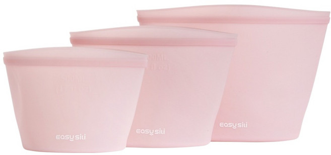 이지실리 다용도 실리콘 지퍼백 500ml + 1L + 1.5L 세트, 핑크, 1세트