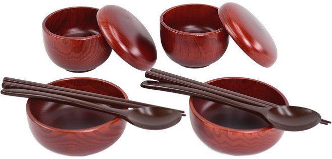 남원목기 공예사 문화재 물푸레 문화재 반상기 세트, 1세트, 밥그릇 2p + 국그릇 2p + 숟가락 2p + 젓가락 2p