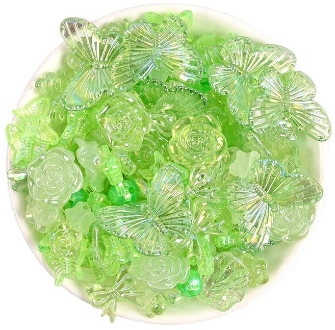 문구담 비즈 만들기 키링 휴대폰 꾸미기 DIY 액세서리 세트 03, 그린, 1세트