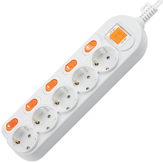 대한이라이트 W라이트 멀티탭 메인 개별스위치 5구, 화이트, 1개, 2.5m