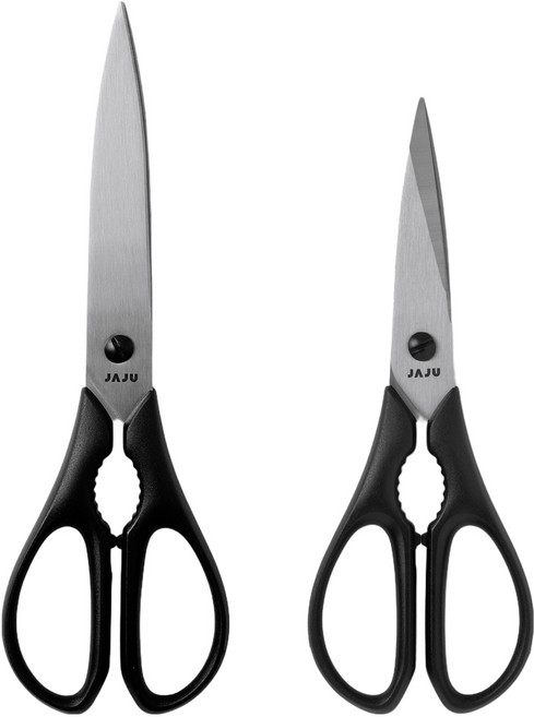 JAJU 손에 잘 맞는 주방가위 2종 세트, 블랙, 1세트