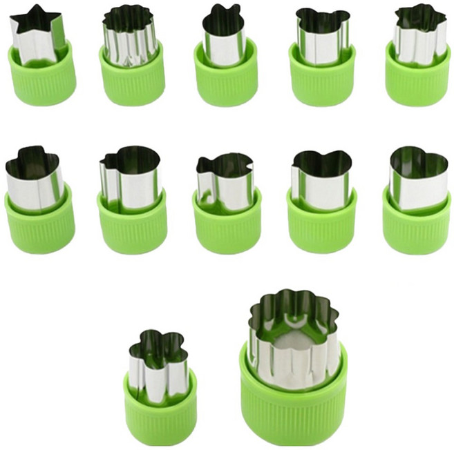 유니복스 스테인리스 쿠키 야채 커터 12종, 혼합색상, 1세트