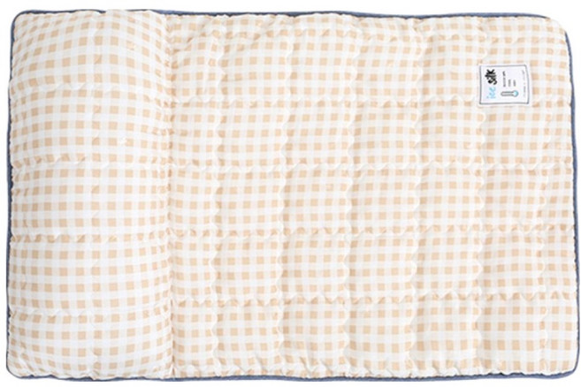 이츠독 반려동물 인견 프리미엄 쿨링 매트, 체크베이지, 1개