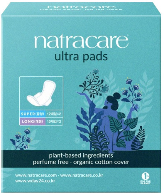 나트라케어 울트라 패드 생리대 중형 12p x 2팩 + 대형 10p x 2팩 세트 날개형, 1세트
