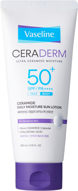 바세린 세라덤 모이스처 선로션 페이스 앤 바디 SPF50+ PA++++, 1개, 200ml