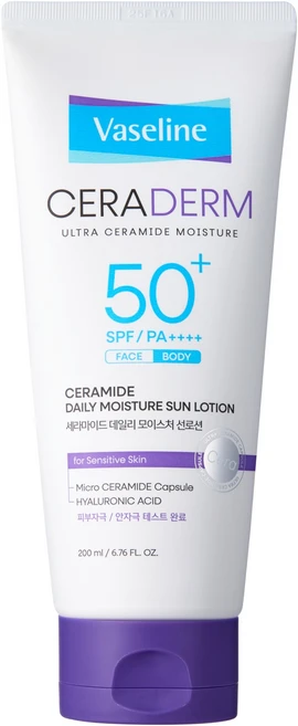 애경바세린 세라덤 모이스처 선로션 페이스 앤 바디 SPF50+ PA++++, 1개, 200ml - 쿠팡