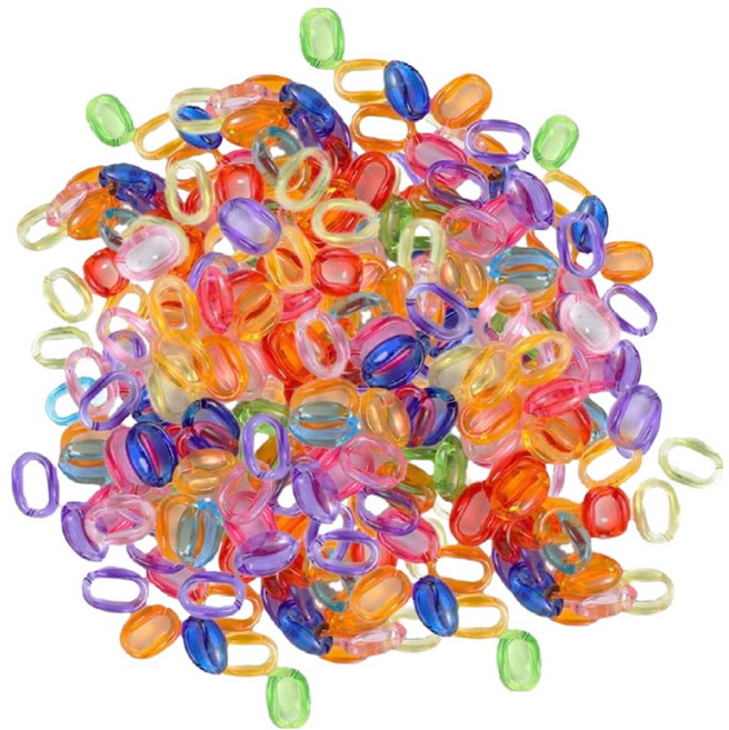 문구담 팔찌만들기 토이체인 휴대폰 스트랩 비즈 액세서리 세트 02 투명도톰체인 15 x 10 mm, 혼합색상, 1세트