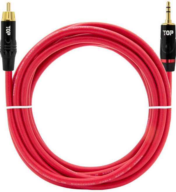 HDtop RCA 轉 3.5 立體聲線材 3m, 1個, HT-TP2125, 紅色