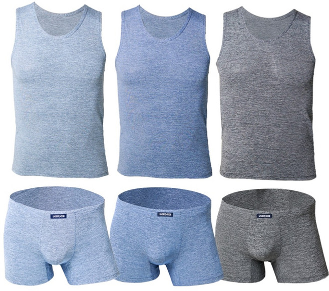 테라우드 남성용 인견 멜란지 아스킨 드로즈 3종 + 런닝 3종 세트