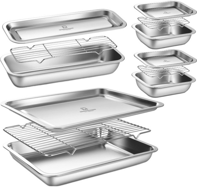 바겐슈타이거 연마제 없는 스텐 사각트레이 모듈 1호 2p + 2호 + 4호 세트, 1세트