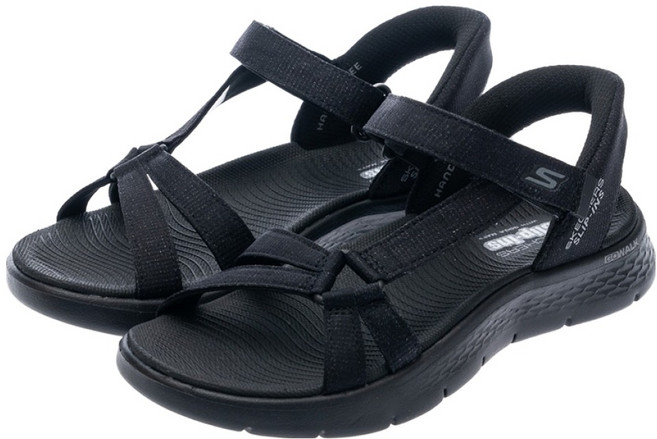 SKECHERS 女款 GO WALK FLEX SANDAL 涼鞋 141481WBBK, 黑色, 24cm