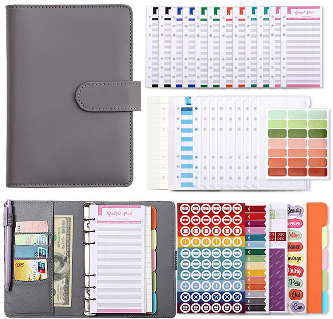 아트조이 A6 마카롱 다이어리 현금 바인더, 그레이, 1개