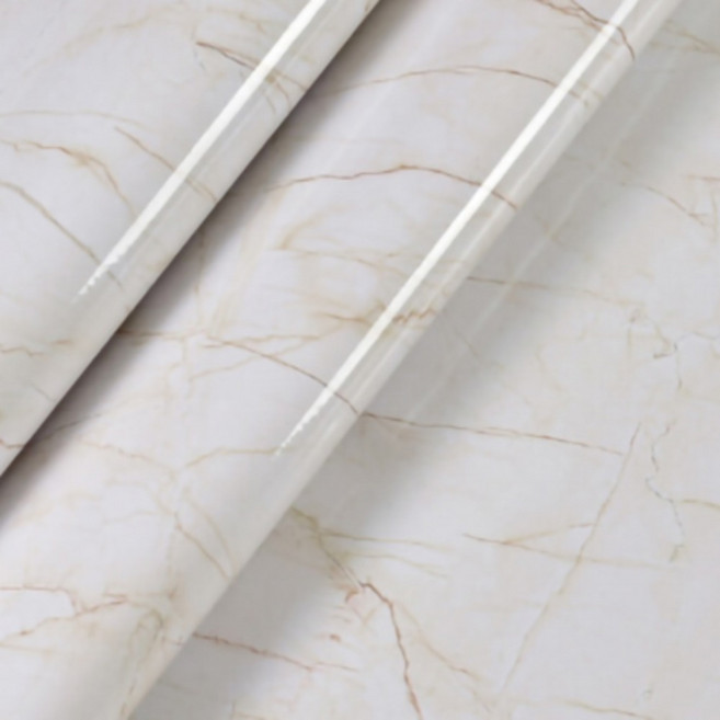 KOTI 日安生活 仿真大理石紋防水防油自黏壁紙 檀絲米白