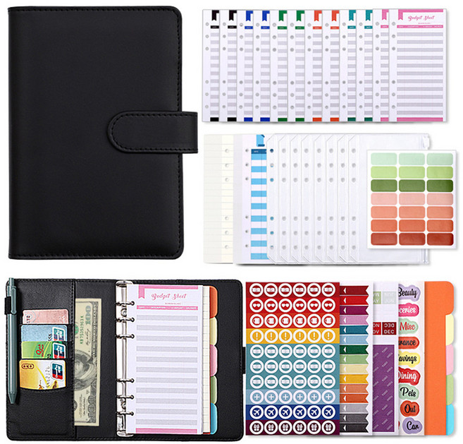 아트조이 A6 마카롱 다이어리 현금 바인더, 블랙, 1개