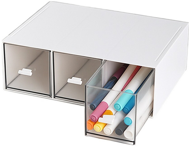 주앤지 다용도 데스크 미니 수납 정리함 C타입 3칸, 1단