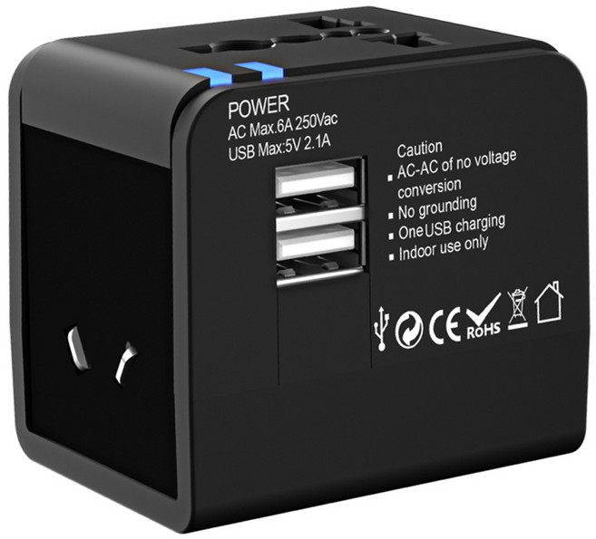 DTAudio USB 萬國旅行充/萬用轉接頭 1500W 三孔輸出 快速充電 全球通用, 1個