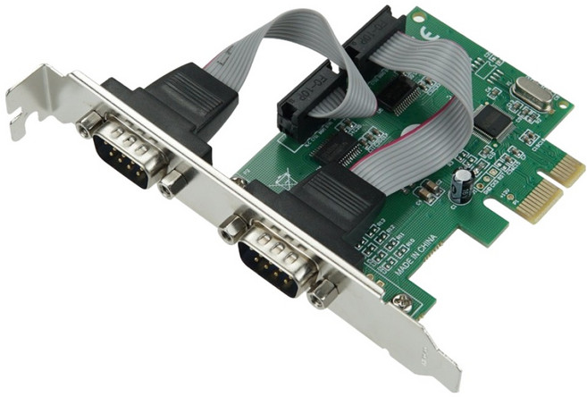 컴스 PCI Express 카드 RS232 2포트 PCIe x1 DB9 시리얼 멀티, 1개, SW561